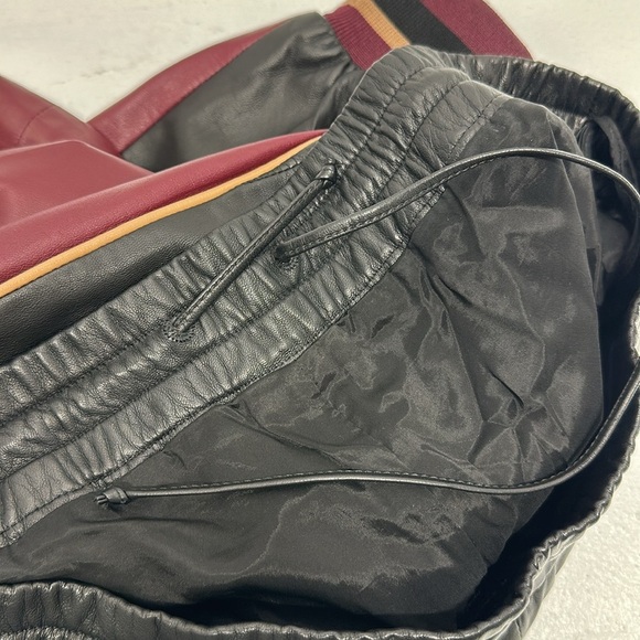 Prada Leather Pants Jogger Tapered Skinny Ankle Pant Black Maroon Colorblock 40 - Picture 7 of 11